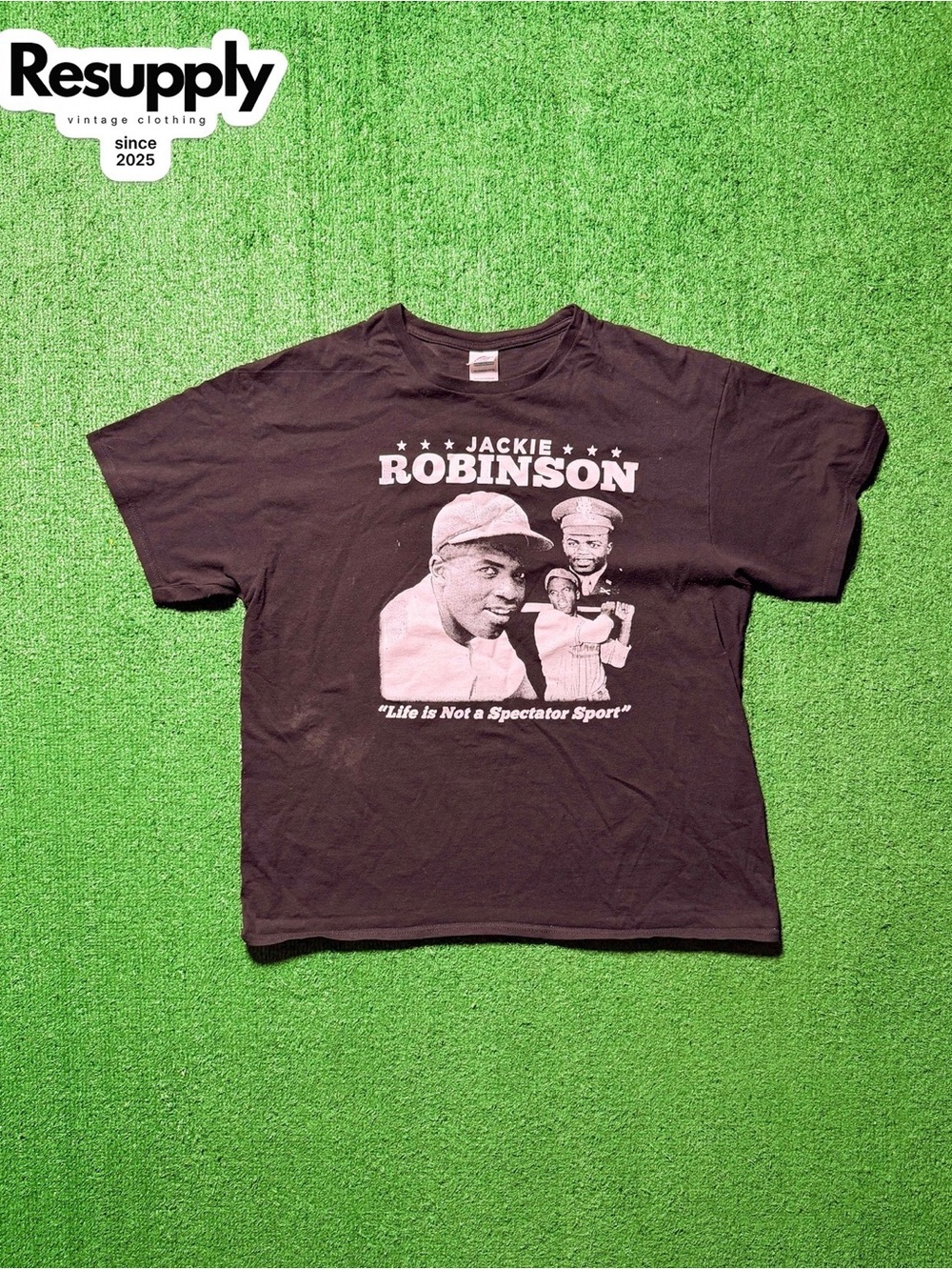 Jackie Robinson Graphic Tee - Black with White Print